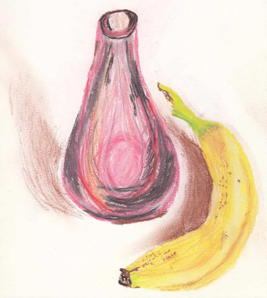 vase and banana