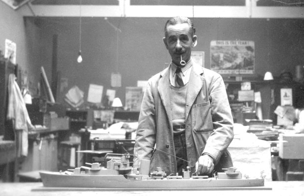 jack with his model of a J-class destroyer