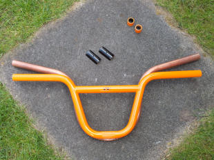Modified steel BMX handlebars compared with the copper prototype Modified steel BMX handlebars compared with the copper prototype