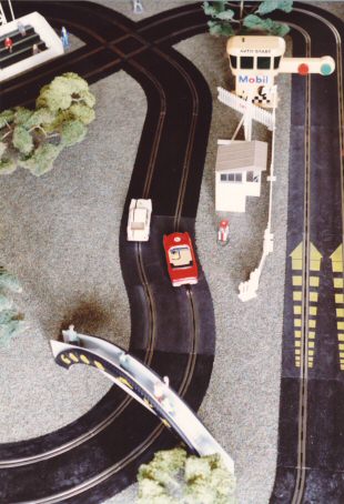 Scalextric layout from above Scalextric layout from above