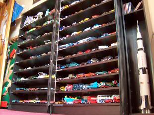 Display cabinets with doors open