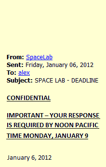 Space Lab email correspondence